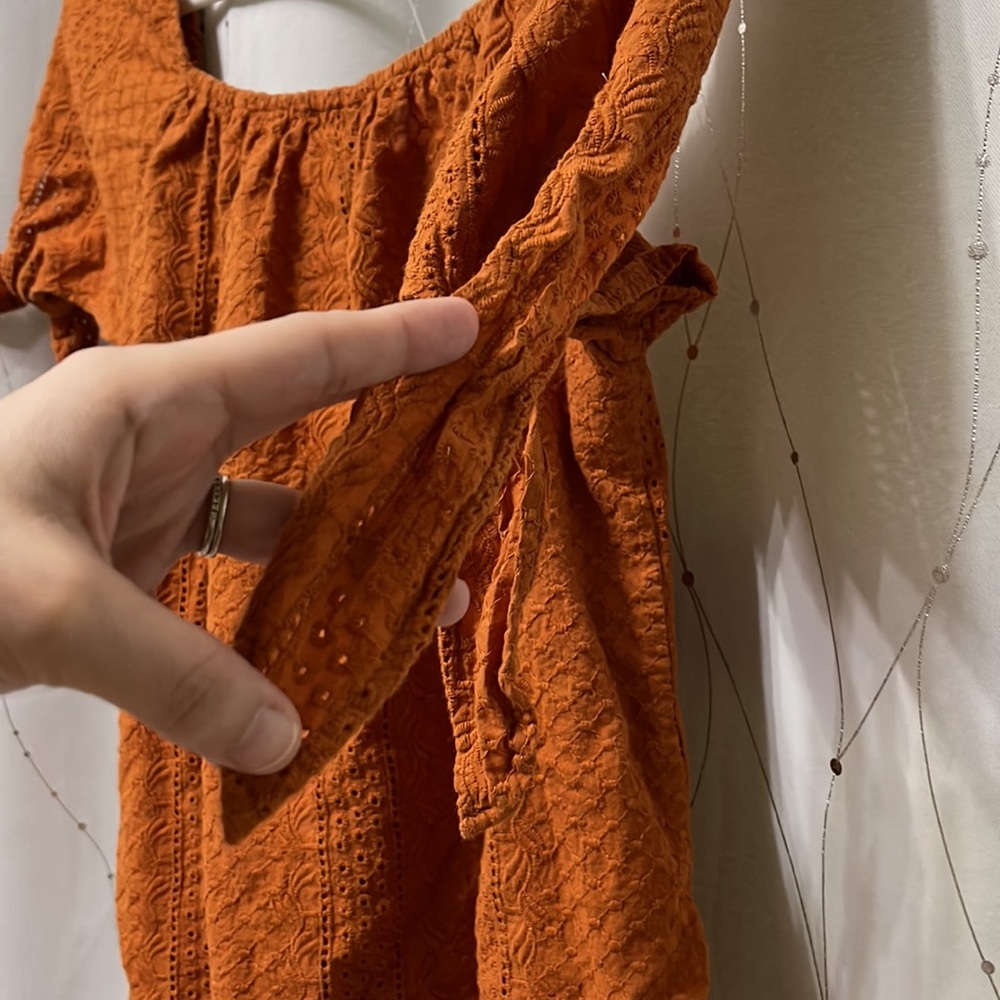 Like New Universal Thread | Eyelet Rust Crop Top,… - image 7